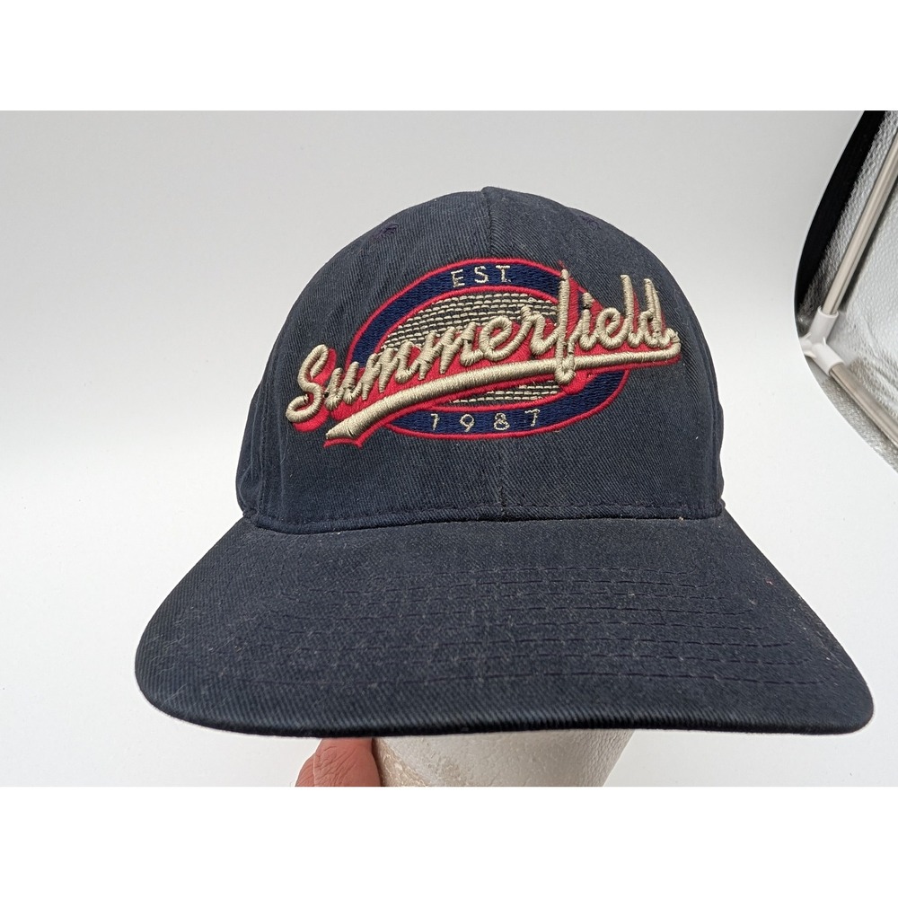 Summerfield Est 1987 Navy Blue Baseball Cap Hat Made in USA Leather Strap